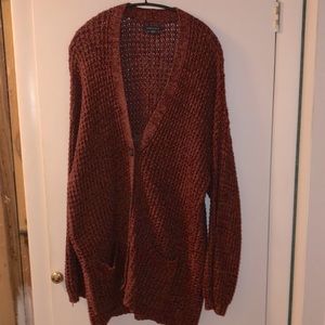 American Eagle slouchy button-up cardigan, rust/burgundy color. XL.
